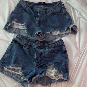 Hollister Dark Blue Distressed Denim Shorts Duo